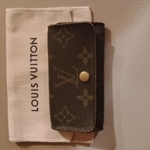Louis Vuitton Dark Monogram Key Pouch With LV Dust Bag